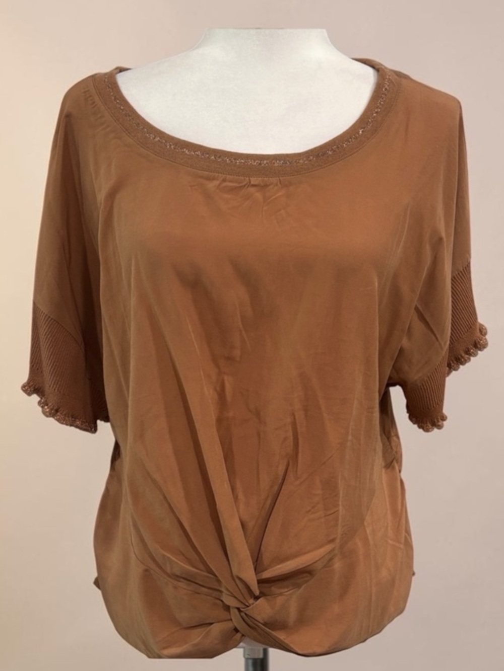 Democracy Tan Short Sleeve Top